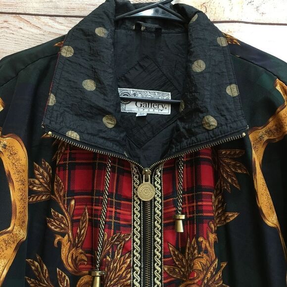 VINTAGE Y2K GALLERY SPORT BOMBER JACKET IN BOLD PRINT - Picture 5 of 7